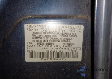 2017 Nissan Sentra S z USA, uszkodzony, nr VIN 3N1AB7AP3HY262876